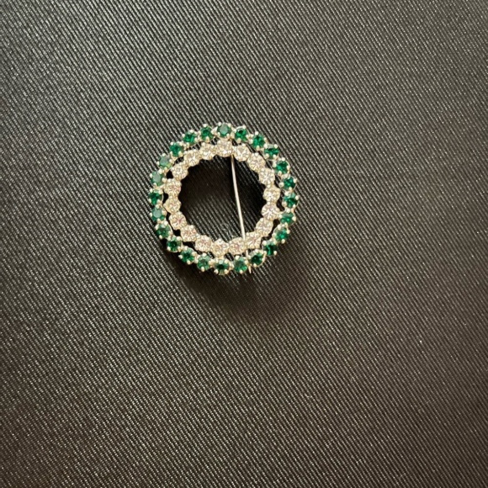 Elegant Green and Silver Brooch